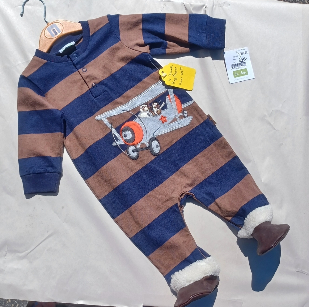 LeTop, 6 months, navy blue and brown stripe